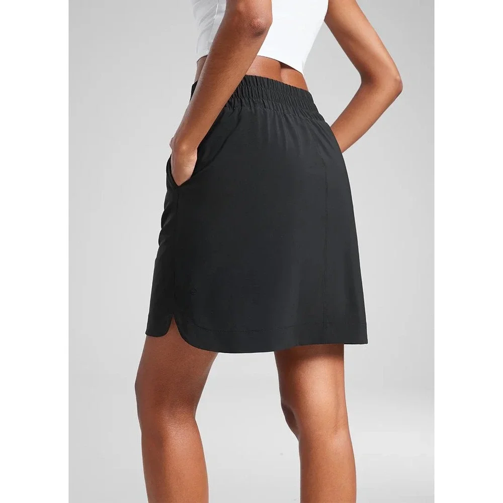 CRZ YOGA Black‎ Feathery-Fit Soft A Line Pocket Skirt 18'' Medium